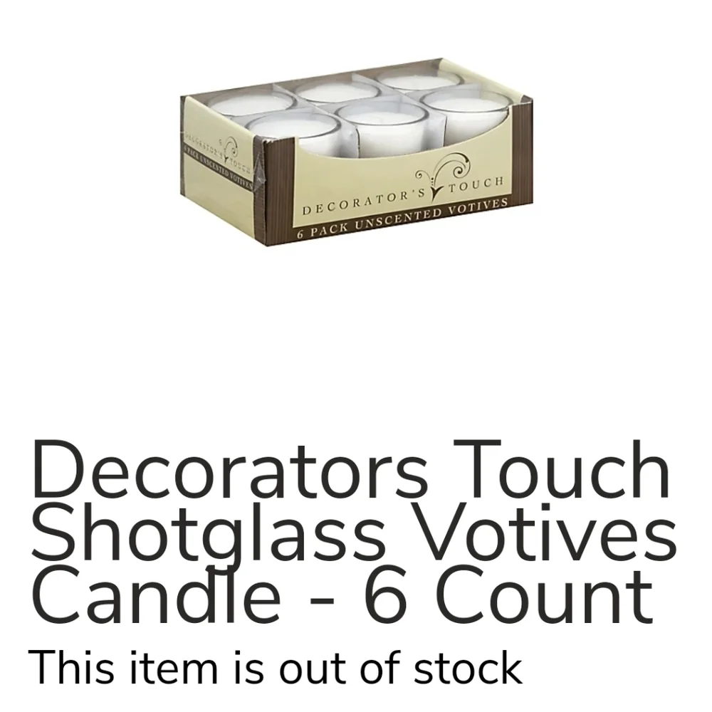 DECORATOR'S TOUCH 6 Pack Unscented Shotglass Votive Candles BNWT 1 LEFT
